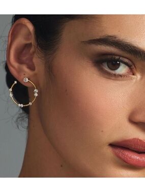 Anthropologie Delicate Crystal Circle Hoop Earrings
